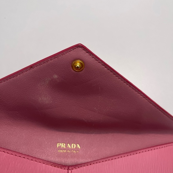 PRADA pink leather Saffiano metal Vitello Move envelope wallet clutch bag - Picture 6 of 16